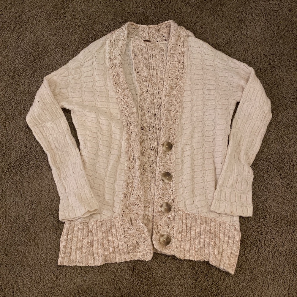 Free People Cream Cardigan Sweater